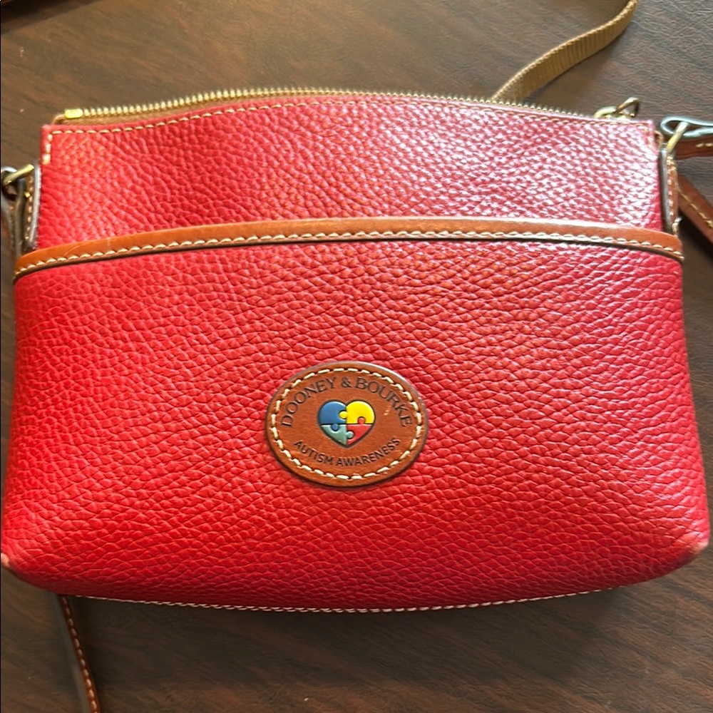 Dooney & Bourke Autism AwarenessRed Leather Crossbody Bag with Gold-Tone Accents